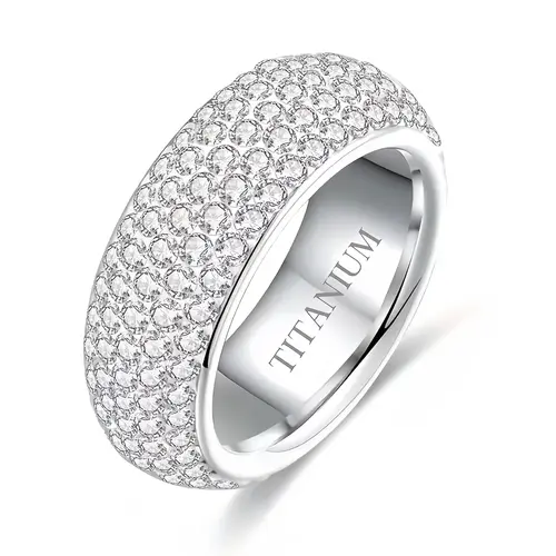 Y2K-Inspired Simple Titanium Steel Ring with Silver Plating Rhinestone Embellishments Anti-Allergic Fade-Resistant for Daily Wear and Gifting Brilliance Engagement Moissanite Wedding Rings Darry Partner, Cubic Zirconia Rings, Bridal Rings, Moissanite Ring