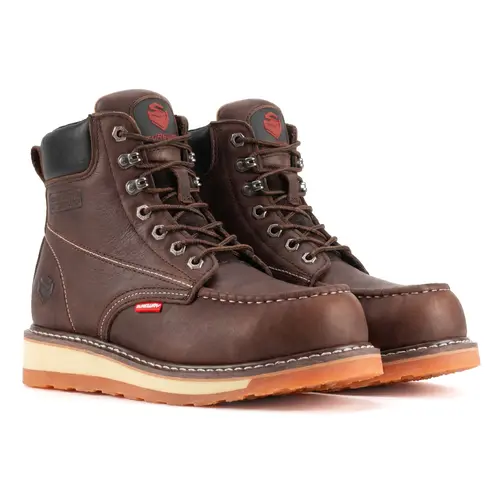 SUREWAY 6” Mens Heavy Duty Soft/Steel/Composite Toe Work Boots for Men,Comfortable & Durable,Goodyear Welt,Full Grain Leather,Oil/Slip Resistant,Wedge Moc Toe Industrial Construction Boots/Shoes