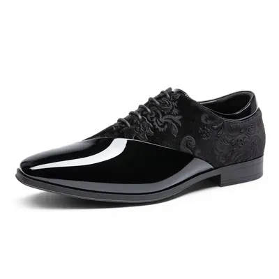 BRUNO MARC Men's Patented Oxford Shoes - Lace-Up, Round Toe, Velvety Texture, Formal Tuxedo Fit, Business Casual, All-Season Black Footwear for Men, Business Casual Shoes,sohochic
