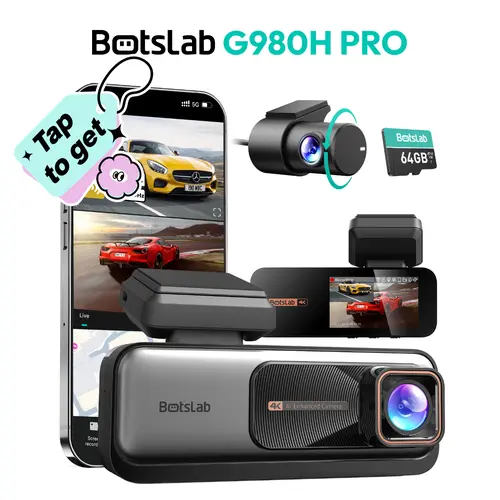 Botslab 4K Dash Cam Front and Rear 170° Ultra Wide Dashcam with ADAS Night Vision 24/7 Parking Mode IMX415 Sensor WDR 5G/2.4G WiFi Built-in GPS Loop Recording Dashboard Camera Recorder Free 64GB SD Card, Car Driving Recorder, Wi-Fi,toolupgrade