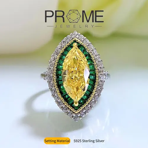 (SR077) Women's S925 Sterling Silver Marquise-Cut Ring, Skin-Friendly 5A Vibrant Colors Cubic Zirconia Jewelry, Ideal for Daily Wear & Office Looks, US Sizes 5-9 (Incl. US-6)