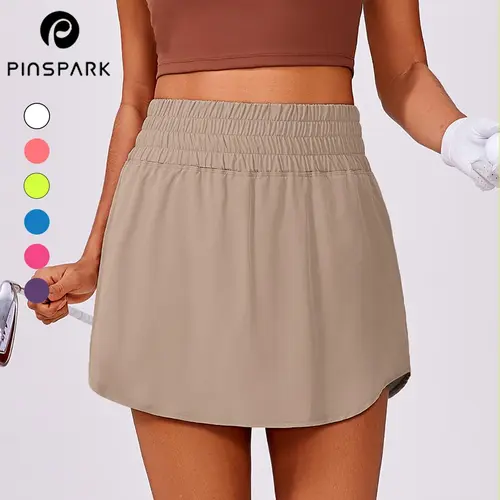 PINSPARK Golf Skirts for Women High Elastic Waisted Athletic Skort 2 Pockets Curved Hem Tennis Skirt for Pickleball Workout Runs small thin SwimWeek summerwins,travel essentials,camping essentials tiktokshopbacktoschool