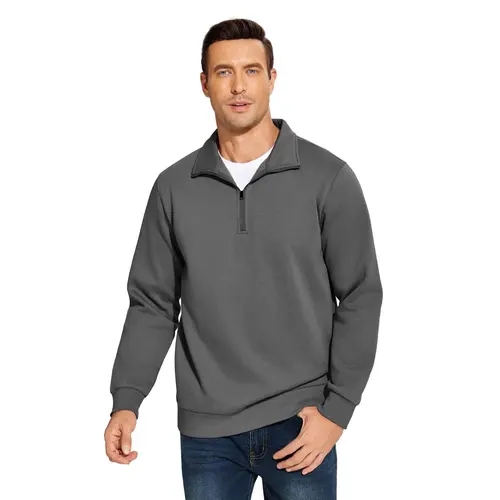 PINSPARK Men's Quarter Zip Fleece Cotton Pullover Sweatshirts Mock Neck Casual Long Sleeve Spring Winter Warm Sweatshirt springtok sohochic