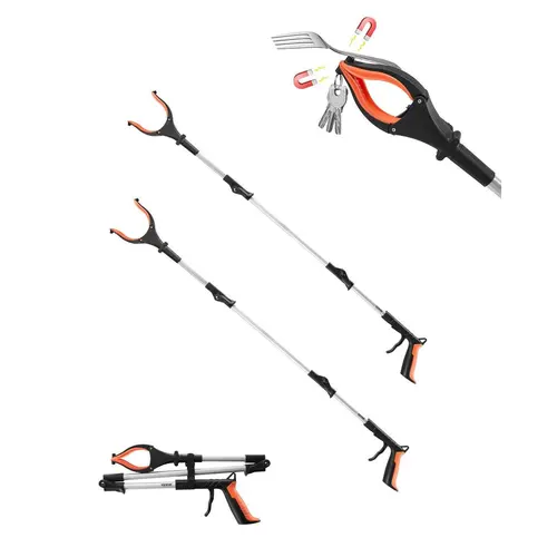 VEVOR 43" Heavy Duty Grabber Reacher Tool, Foldable Portable Pick Up Stick with LED Light, Lawn Garden Tools for Seniors, Essential Garden Equipment,toolupgrade