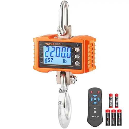 【toolupgrade】VEVOR Portable Digital Hardware Industrial Scale, 2200 lbs/1000 kg Stainless Steel Heavy-Duty Tool with Cast Aluminum Case, LCD Screen, Remote Ctrl, Corrosion Resistance, High Precision for Heavy Loads, Construction (Orange), Industrial Scale