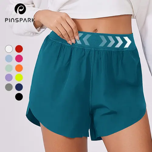 PINSPARK Womens Running Shorts High Waisted Athletic Shorts Quick Dry Exercise Workout Shorts with Mesh Liner springtok Elegant Gym Outfits summerwins,travel essentials,camping essentials sohochic