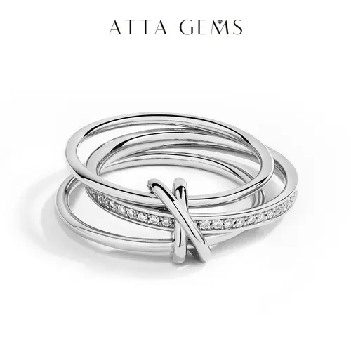 ATTAGEMS Women's Unisex New Arrival Synthetic Moissanite Stackable Rings - Elegant Fashion Rings, Versatile Design Stackable Wedding Band, Artificial Gemstone Jewelry, Daily Any Occasion Stylish Accessories, R237, TikTok Shop Back to School