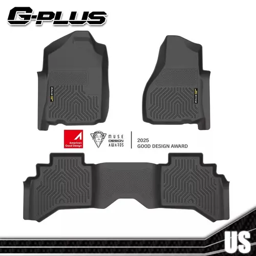 G-PLUS 3D Molded TPE Floor Mats for Trucks, 2002-2024 Dodge Ram 1500/2500/3500 Quad Cab, 2019-2024 Ram 2500/3500 Crew Cab TPE Rubber Floor Liners toolupgrade