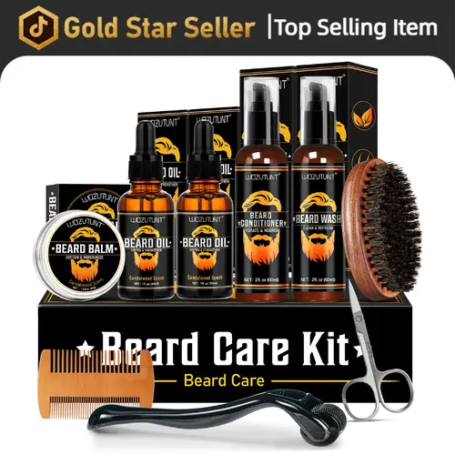 Beard Kit for Men Grooming & Care W/Beard Wash,3 Packs Beard Oil Beard Balm Leave-in Conditioner Premium