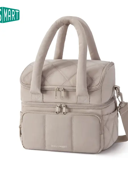 BAGSMART 11.8L Insulated Lunch Bags, Baby Bottle Bag for New Moms, Nursing Mom Essentials, Reusable Lunch Box, Double Deck Cooler Bag, Quilted Puffer Tote, Leakproof, Perfect for Work, Picnic, Travel & Meal Prep sohochic