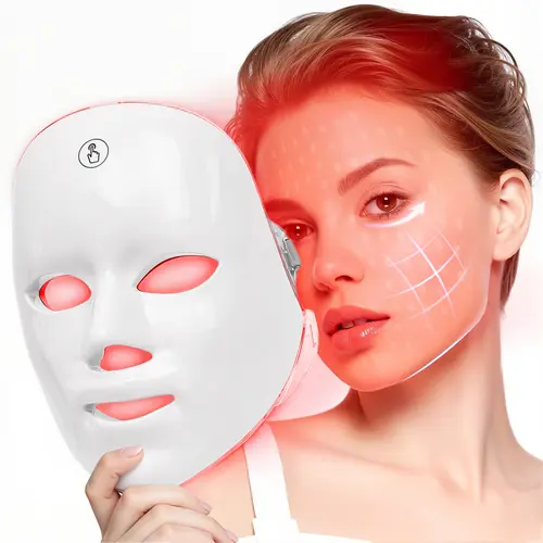 SHMHE Red Light Therapy Mask - 7 Color LED Facial Mask, Photon Skin Rejuvenation, Cordless Rechargeable Beauty Products, Self Care Products, Ideal Adulting Gifts & Mom Birthday Gifts for Daily Skincare,back to school,back to school haul,sohochic