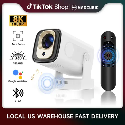 [US warehouse] Magcubic Auto Focus HY310 Projector 330ANSI Google Assistant 8K Decode Native 1080P BT5.4 WIFI6 Android 14 Built-in Speaker Allwinner H726 60Hz Reflash Home Cinema Mini Portable Projector Wireless Local #SohoChic