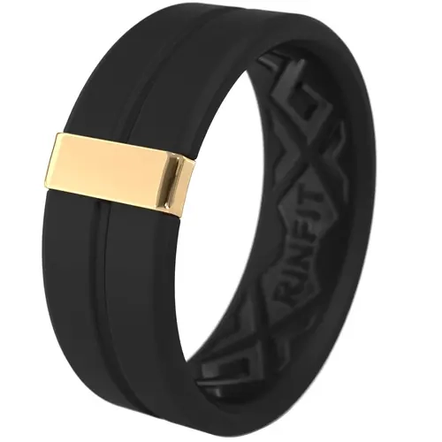 RINFIT Men's Flexible Silicone Wedding Ring with Stainless Steel Strip - SteelLine Collection, Patented Flexible Rings