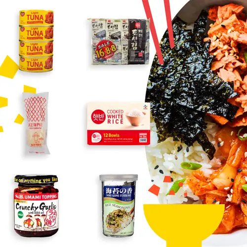 Dongwon Spicy Tuna Ambient Ultimate Bundle - Umami-Packed Korean Instant Pantry Food, Microwave Bowl Quick-Prep Meal with Canned Light Tuna, Hot Pepper Sauce, Kewpie Mayo, Seaweed Nori Rice Seasoning (No Rice), Multiple Items