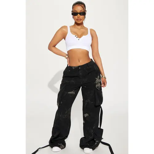 Level You Up Mineral Wash Cargo Pant - Black/combo