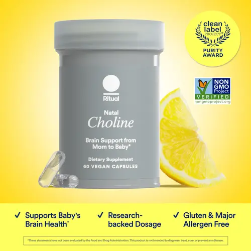 Ritual Natal Choline Supplement, 550mg, Supports Baby’s Cognitive Function When Taken During Pregnancy and Choline Content in Breastmilk*, 30 Day Supply