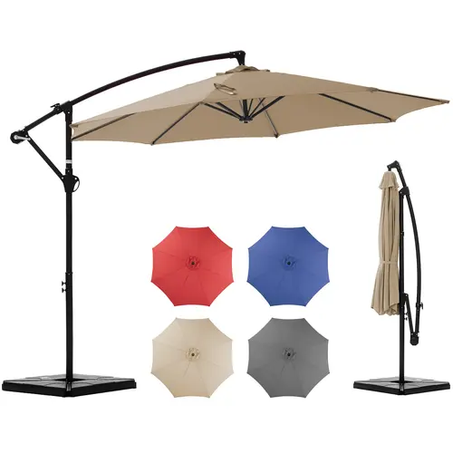 Sweetcrispy 10ft Offset Patio Umbrella - Outdoor Umbrellas, Outdoor Parasols, Polyester Sunshade Canopy, Easy Tilt & Crank, 62+ lb Base Hold, Portable Large Patio Parasols Canopies & Shade for Garden, Backyard