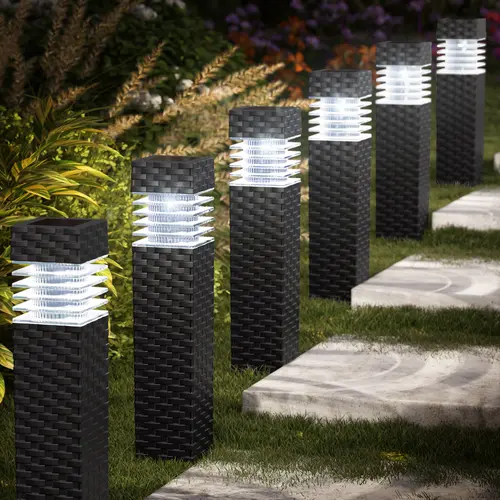 FLACCHI 6-Pack Solar Outdoor Lights - Water-Resistant Decorative Lantern Pathway Lighting, Auto-On at Dusk for Lawn, Garden Home Improvement Decor,sohochic
