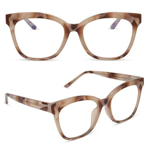 DIFF Willa Cream Tortoise Blue Light Readers - Cute Cat Eye Lightweight Frame for Stylish Protection