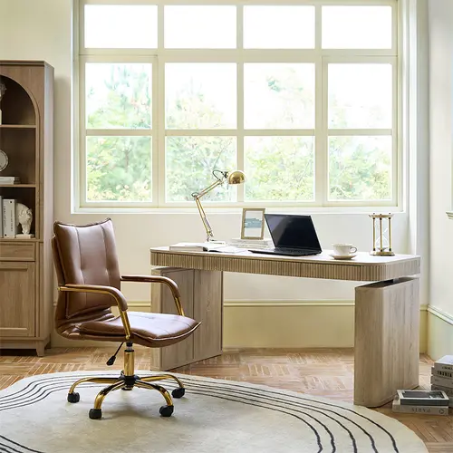 【Fall Pick】HULALA HOME Baggio Modern Electric Height Adjustable Desk with Storage, 3 Soft-Close Drawers, Dual Cabinets & Cable Management, Slatted Design Workstation for Home Office, Study Room, Professional Workspace