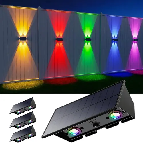 Hoodink Solar Outdoor Lights, IP65 Waterproof Up/Down Beam Energy Efficient Living Deck Edge Lights for Yard, Festive Glow for Holidays Decorations,sohochic