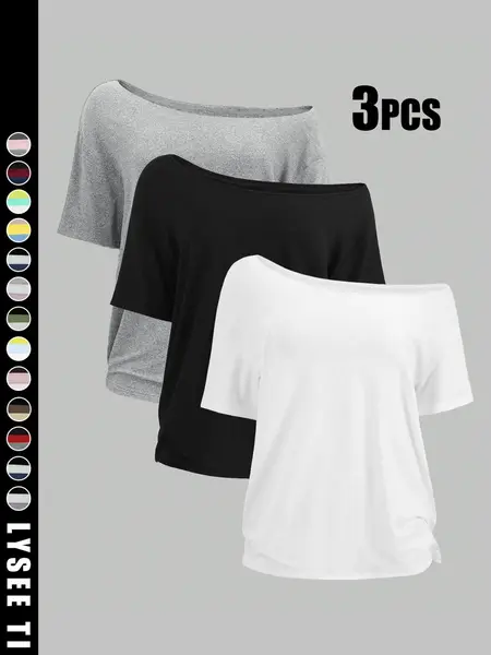 Women's Solid Color Tee, Casual Basic Short Sleeve T-shirt Top for Daily Wear, Ladies Clothes for All Seasons
