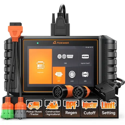 FOXWELL HD500 Handheld Heavy Duty Truck Scanner, Detroit Compatible, 24/7 Technical Support, DPF Regen, Full System Diagnostic Tool, OBD2 Protocol Scanner, ABS Bleeding, Battery Relay Tester, ABS & Safety Tools toolupgrade