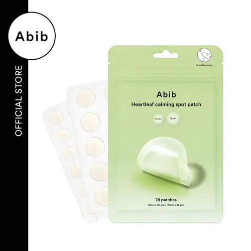 Abib Heartleaf Calming Hydrocolloid Spot Patches - Tea Tree & Cica Infused, Waterproof, Antioxidant Blemish Care for Sensitive, Acne-Prone Skin, Redness & Strawberry Skin Relief, 78 Count (2 Sizes)