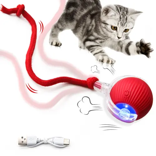 Interactive Cat Ball Toy for Indoor Cats - USB Rechargeable, Rug-Ready, Motion-Start Roll, Bird Chirp Play, Light-Equipped Anti-Depression Pet Toy for Exercise, Entertainment, Gifting