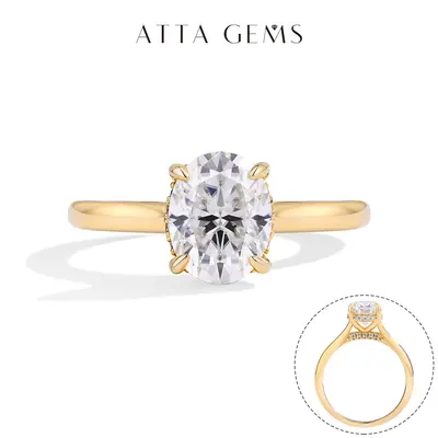ATTAGEMS Women's Classic 2.0ct D Color VVS1 Oval Cut Lab-Created Moissanite Solitaire Fashion Engagement Ring, Fine Artificial Gemstone Jewelry - Bridal, Silver Artificial Gemstone Ring for Wedding, Anniversary Gift R112 summerwins, Wedding Gift Ideas