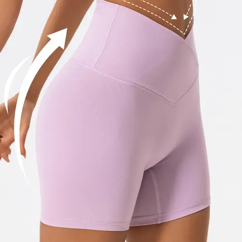 Women's Solid High Waist Sports Shorts, High Stretch Seamless Yoga Shorts, Active Shorts, High Waisted Shorts, Ladies Sportswear for Indoor Outdoor Wear, Gym Workout Shorts, Fitness Workout Shorts, High Rise Shorts, High Waists Shorts