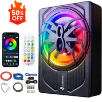 【Toolupgrade】ANDEMAN 10in 500W Aluminum Car Subwoofer Sound System, Slim Under-Seat Powered with Built-in Amplifier, Hi/Lo Input Ready, Bass Output, App Control, Color Ambient Light, 99% Car Compatible,sohochic
