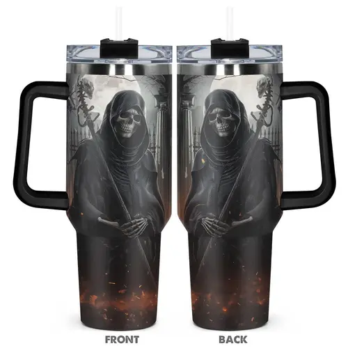 Skull Pattern Stainless Steel Tumbler, 40oz Insulated Water Bottle with Lid, Durable Drinking Cup for Home Office Outdoor Camping, Drinkware, Insulated Travel Drinkware