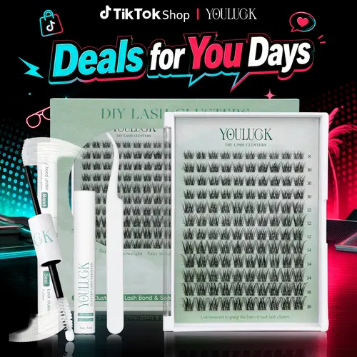 Vivid Lashes & Venus | YOULUCK Lash Extension Kit with Glue, Remover, and Tweezer for Beginners - Soft & Fluffy Texture, Gentle Long-Lasting Glue, Comfortable Fit, Easy At-Home Application