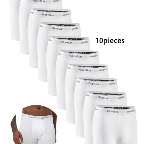 10pcs Mid-Length Boxer Briefs for Men, Casual Style, Comfortable Fit, Ideal for Daily Wear, High-Quality Fabric, Perfect Gift Choice, Boxer Brief Pack