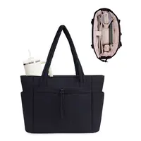 Wandering Nature Puffer Tote Bag for Women – Quilted Laptop Shoulder Bag with Cup Holder, Trolley Sleeve, and Multiple Compartments, Lightweight Travel & Work Nurse Bag Puffy Tote Bag Casual Shopping Bag