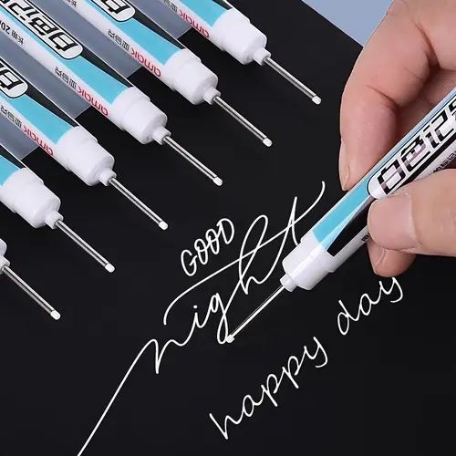 White Marker Pen (3 Counts), Quick Dry Marker Pen, Anti-fading Pen, DIY Craft Pen for Glass, Faux Leather, Wood, Metal
