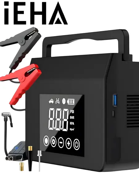 【Hieha】2026 All-Season Savior – 4000A Car Jump Starter with 150PSI Tire Inflator, 15000mAh Power Bank & LED Light, Reliable in -20°F, Compatible with Most Cars & Trucks, For All Driving Situations,backtoschool