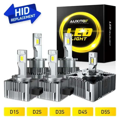 AUXITO 2026 Upgraded 50000LM 6000K LED HID Headlight Bulb ,Fog Lights,with Cooling Fan,D1S D2S D3S D4S D5S,Canbus Ready,Error-free, Plug-and-Play ,Pack of 2