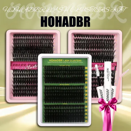 Lash Clusters Thick Eyelash Extension 60D+80D+100D Volume Cluster Eyelashes D Curl Cluster Eyelash Extension Wispy Individual Lashes Clusters 10-18mmwith Lash Bond and Seal, Lash Tweezers for Self Use
