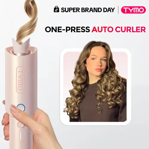 TYMO CURLPRO Automatic Curling Iron Barrel - Ionic Ceramic Care, Dual Voltage, Adjustable, Anti-Jam Chip, Swivel Cord, 1-Tap LED, All Hair Types, Plug-Powered, Portable Travel Hair Styling Tool, Mother's Day Gift,toolupgrade