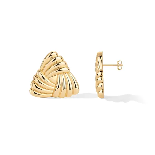 PAVOI 14K Yellow Gold-Plated Chunky Vintage Knot Earring Studs for Women - Statement Earring Pair