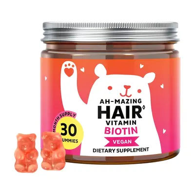 Bears with Benefits Biotin Gummies for Hair Growth, Skin & Nails –  5000 mcg Biotin + Vitamins C & E + Zinc - 30 Gummies - Vegan Wild Berry Flavor - 1 Month Supply