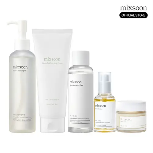[mixsoon Official] Glass Skin Essential Skincare Routine Set - Vegan Cleanser, Foam, Moisturizer for Tired & Dehydrated Skin, Deep Glow & Smooth Care