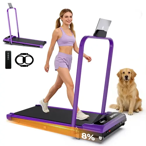 Yagud Walking Pad (Home Exercise Equipment) - Under Desk Treadmill with Handlebar, Manual Incline, Remote Control, LED Display, 265LBS Capacity for Cardio, Workout & Step-Taking Needs, Walking Pads