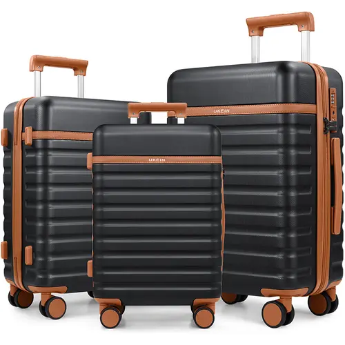 UKEIN 3-Piece Ultralight Polycarbonate Hardshell Luggage Set - TSA-Friendly, High-Capacity, Scratchproof, Dustproof, Anti-Theft with 4 Wheels 360 Rotation, TSA Lock, Reinforced Zip, Durable Carry-On & Checked Suitcases for Travel, Outdoor Fun