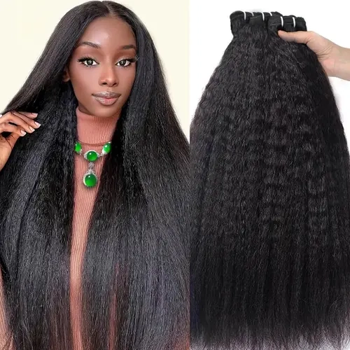 VIPbeauty Yaki Straight Bundles Human Hair 16A 100% Unprocessed Virgin Full and Thick 3 Bundles, Silky Soft, No Shedding, No Smell, No Tangle
