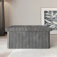 Favorer Florence 30" Rectangle Tufted Upholstered Folding Storage Ottoman Bench - Indoor Apartment Furniture Footstool, Room Decor, Aesthetic Home Decor, Storage Organization Solution, Living Room Decor, Organizer Storage