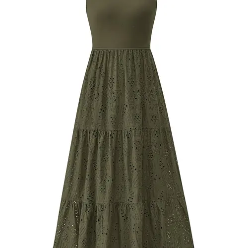 BTFBM Women Summer Eyelet Midi Dresses Casual Spring 2026 Sleeveless A-Line Flowy Vacation Beach Wedding Guest Sundress