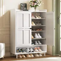 【18-24 Pairs & Adjustable Shelves】ONBRILL 7+1 Tier Farmhouse Shoe Storage Cabinet,  45'' Tall Modern Shoe Cabinet with Metal Legs, Shoes Rack Organizer Cabinet for Entryway, Front Door,Livingroom Bedroom Furniture,Christmas Gift【SohoChic】